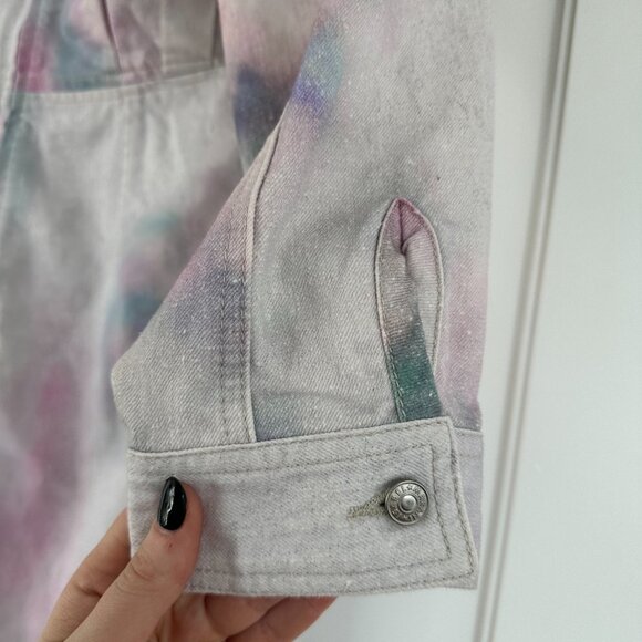 NWT Isabel Marant Étoile Lacanau Denim Mini Dress in Celaton Tie-dye Button-Cuff - Picture 9 of 10